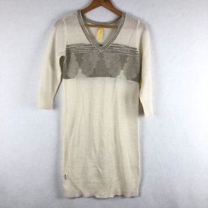 Lole NWT Women's Small Skylar Wool Blend Vanilla Cream Brown V-Neck Knit Dress